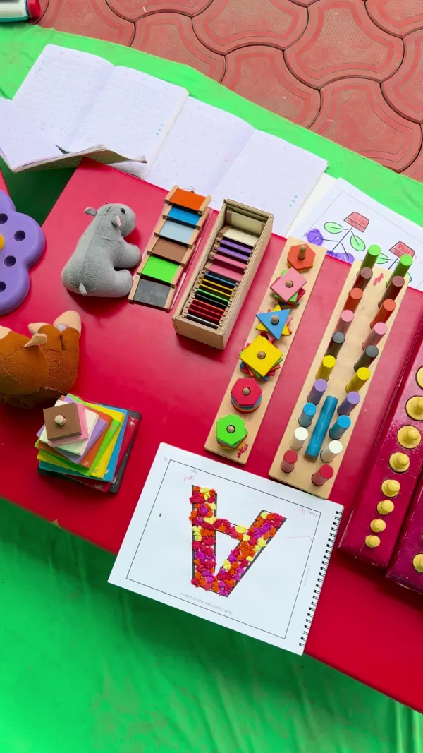 Montessori materials at the Gaonbhag school